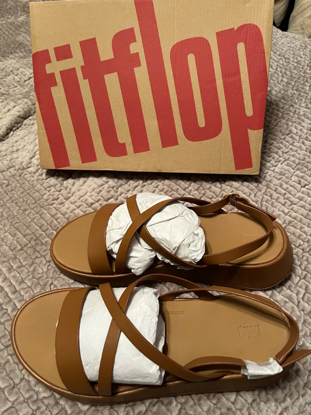 FitFlop Leather Crisscross Sandals - Brown - Picture 3 of 11